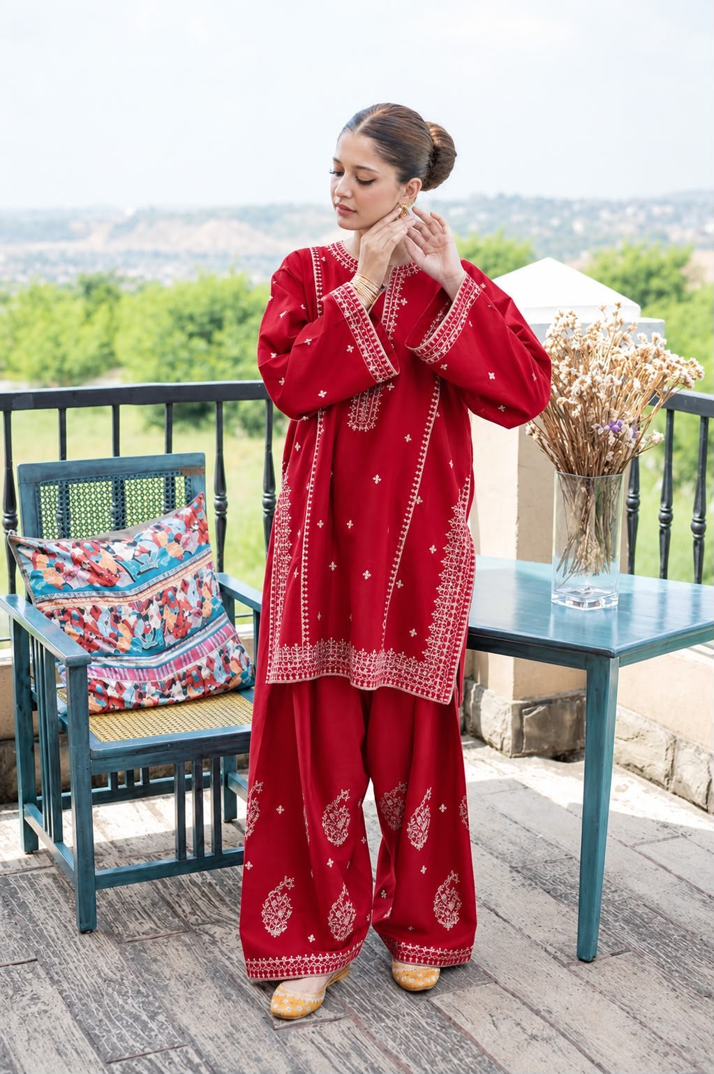 AFROZZ Fully Embroidered 2-Piece Airjet Dhanak Suit