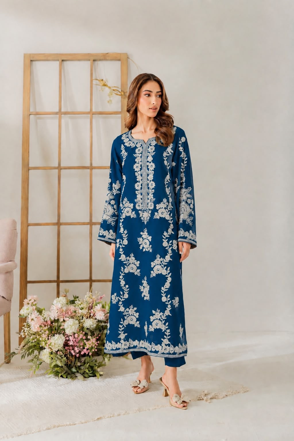 AFROZZ Fully Embroidered 2-Piece Airjet Dhanak Suit