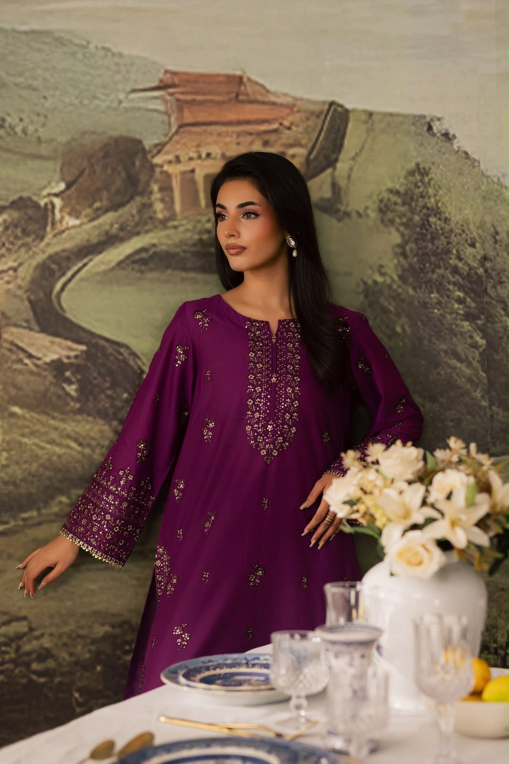 AFROZZ Fully Embroidered 2-Piece Airjet Dhanak Suit