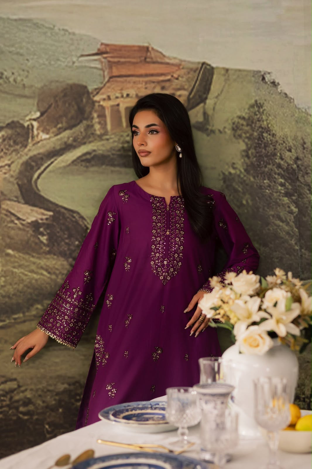 AFROZZ Fully Embroidered 2-Piece Airjet Dhanak Suit