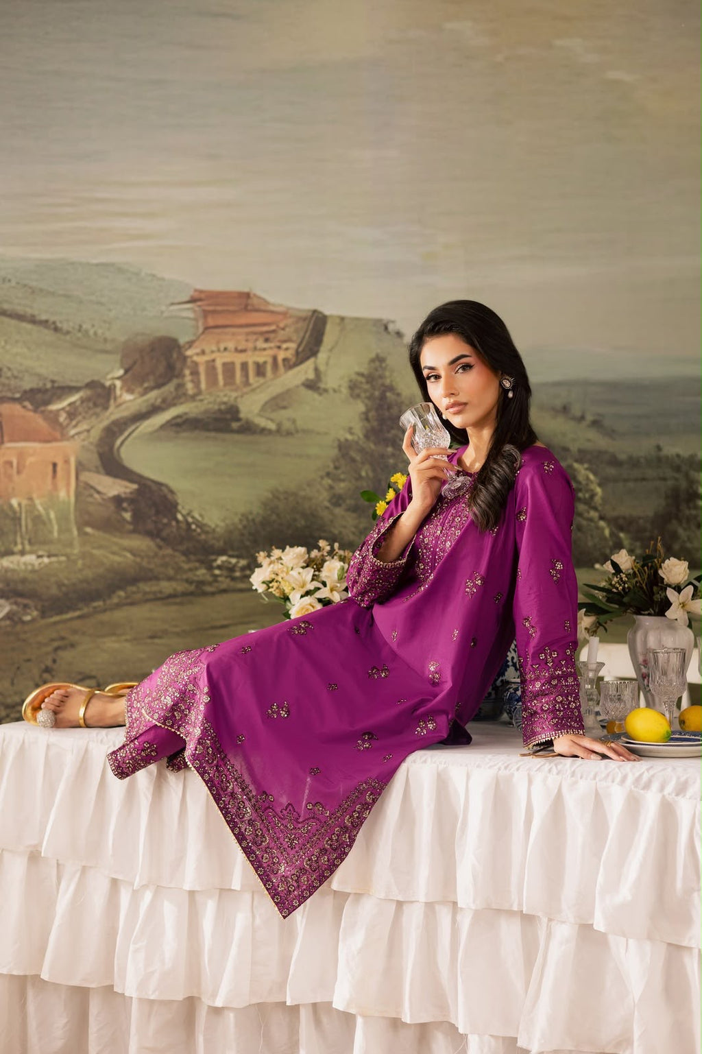 AFROZZ Fully Embroidered 2-Piece Airjet Dhanak Suit